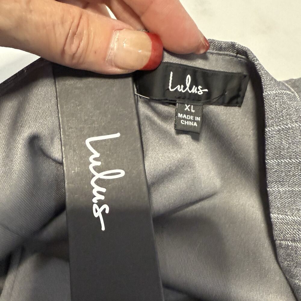 Lulus Size XL Posh Attraction Grey Pinstriped Button-Front Halter Mini Dress NEW - Picture 8 of 10